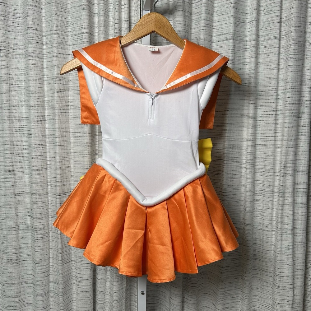 Sailor Moon Cosplay Sailor Venus Minako Aino Costume‎ Girls 6XS Anime Dress, Bow